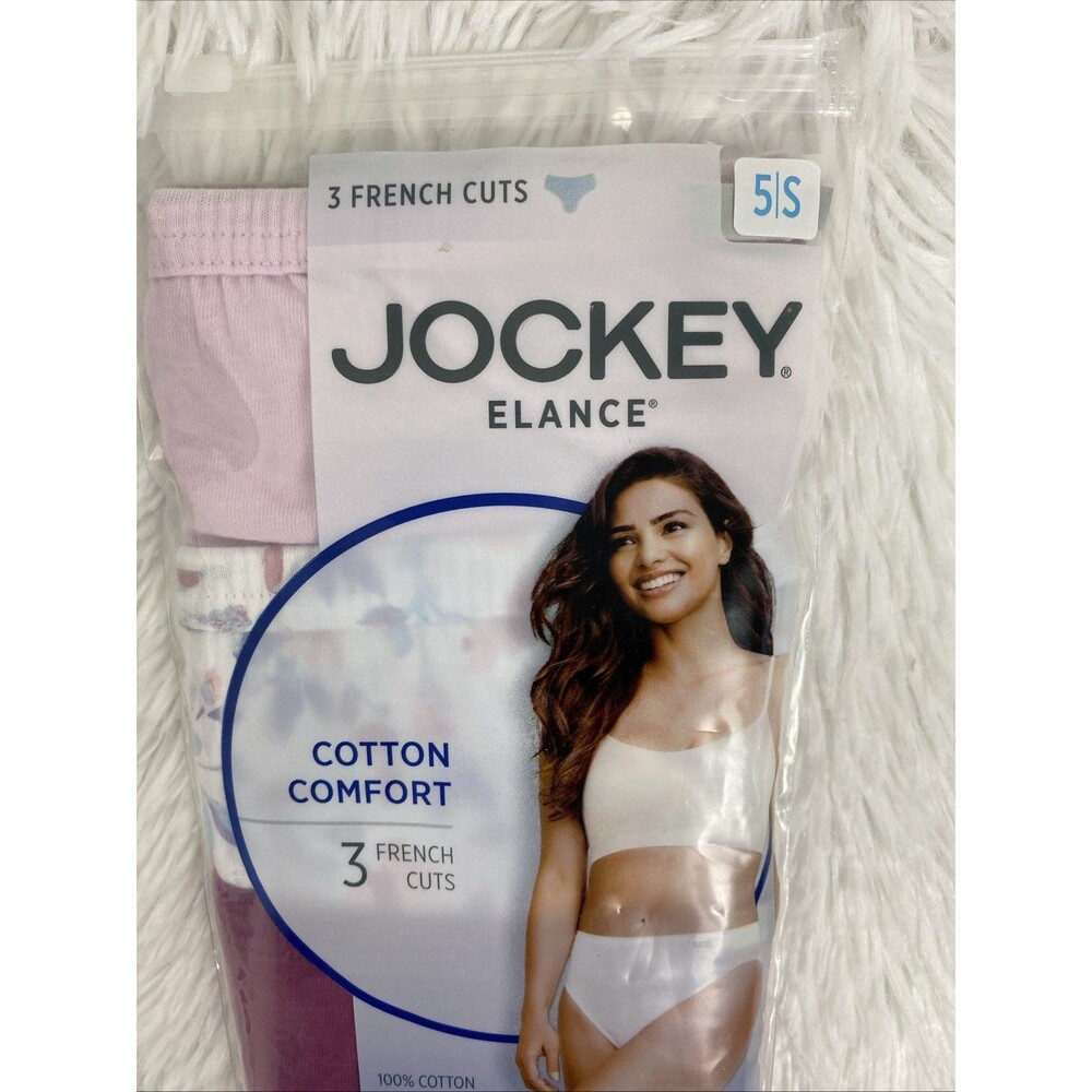 Jockey Elance French Cut Underwear Size S Women’s Cotton Comfort 3pk Pink Floral - Picture 3 of 10